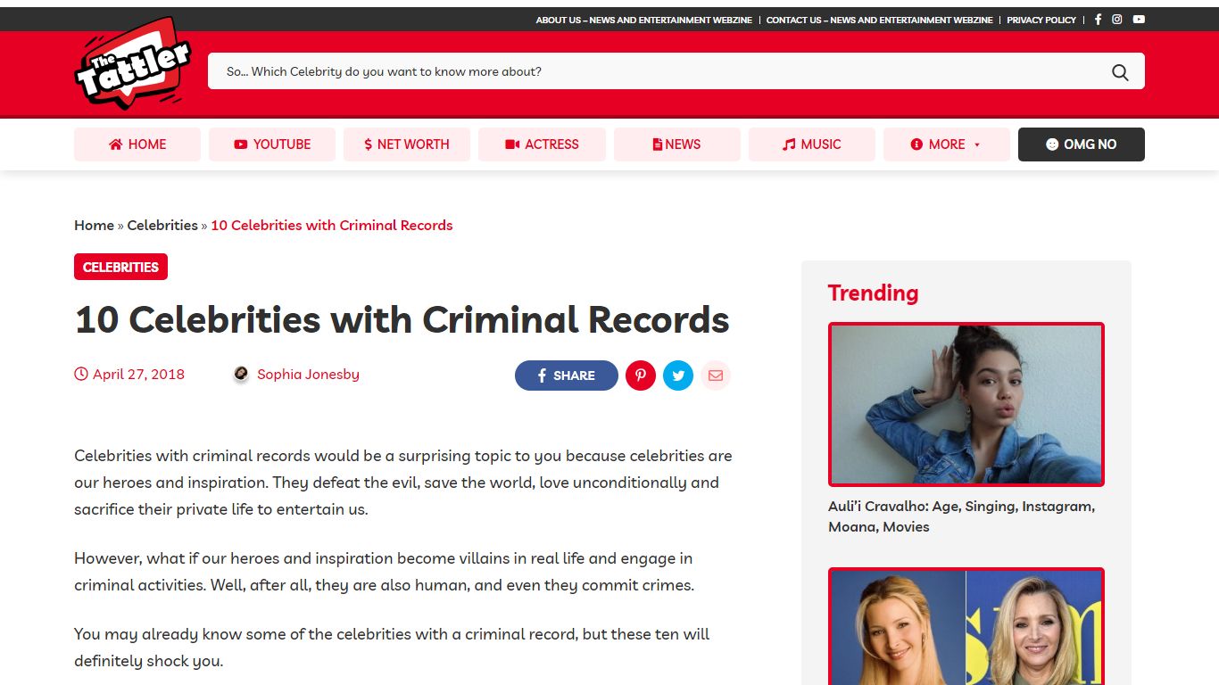 10 Celebrities with Criminal Records - Celeb Tattler